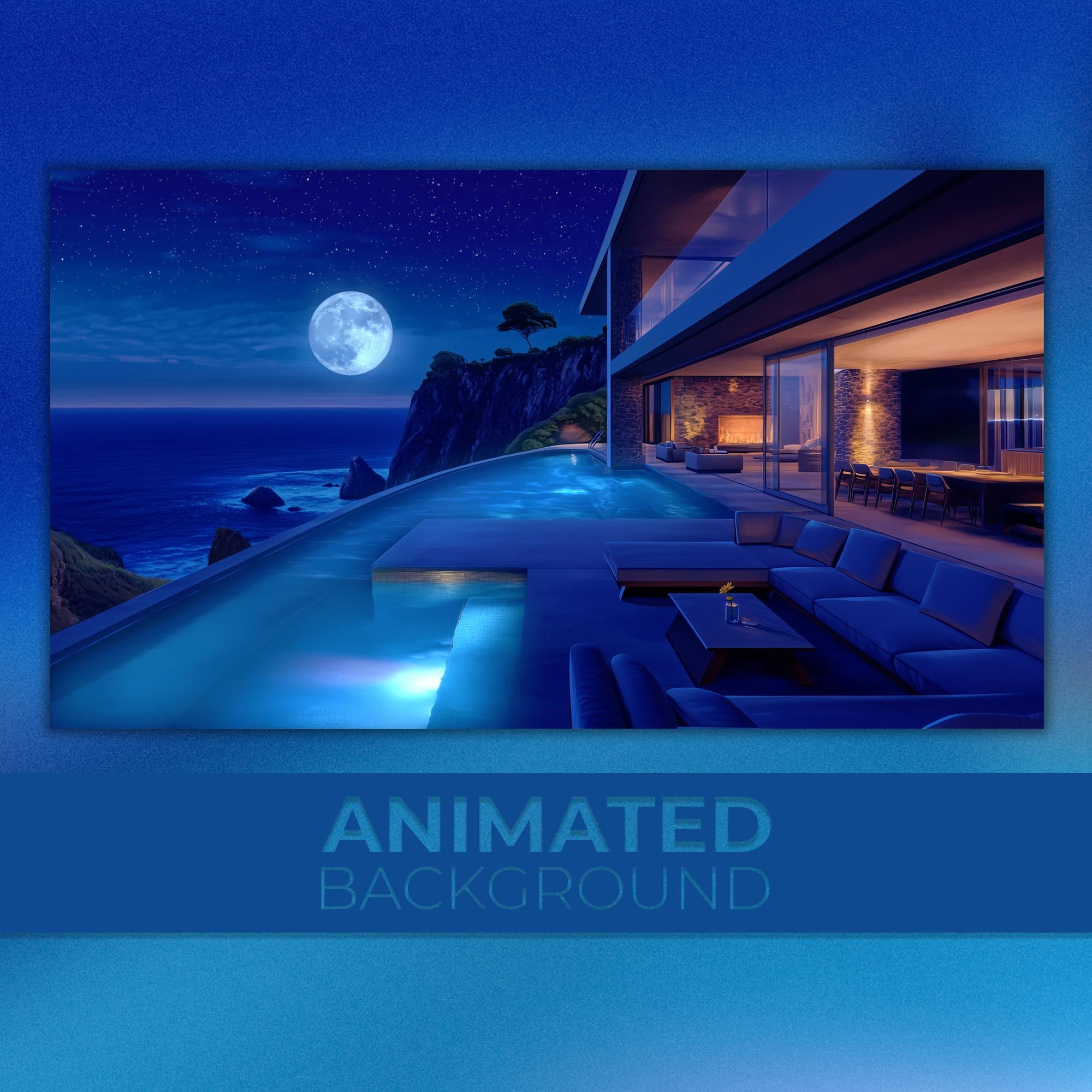 Animated Background, Luxury Cliff House, Moonlight Pool, Ocean View ...