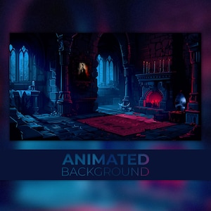 Animated Background, Vampires Chamber, Gothic Room, Castle Of Dracula, Vampire Asylum, Castle of Night, Twitch Stream Zoom Vtuber Background