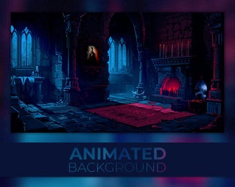 Fondo animado, Cámara de vampiros, Sala gótica, Castillo de Drácula, Asilo de vampiros, Castillo de la noche, Fondo de Twitch Stream Zoom Vtuber