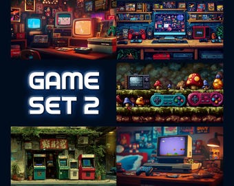 Animated Background, Retro Game Set 2, Nostalgia Vibes, Epic Gaming, Retro Arcade, Old Games, Twitch Stream Zoom Vtuber Background