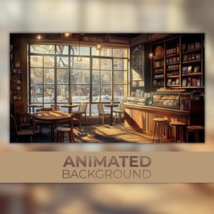 Animated Background, Cozy Winter Cafe, Snowy Coffee Haven, Warm Café, Winter Bistro, Twitch Stream Zoom Vtuber Background
