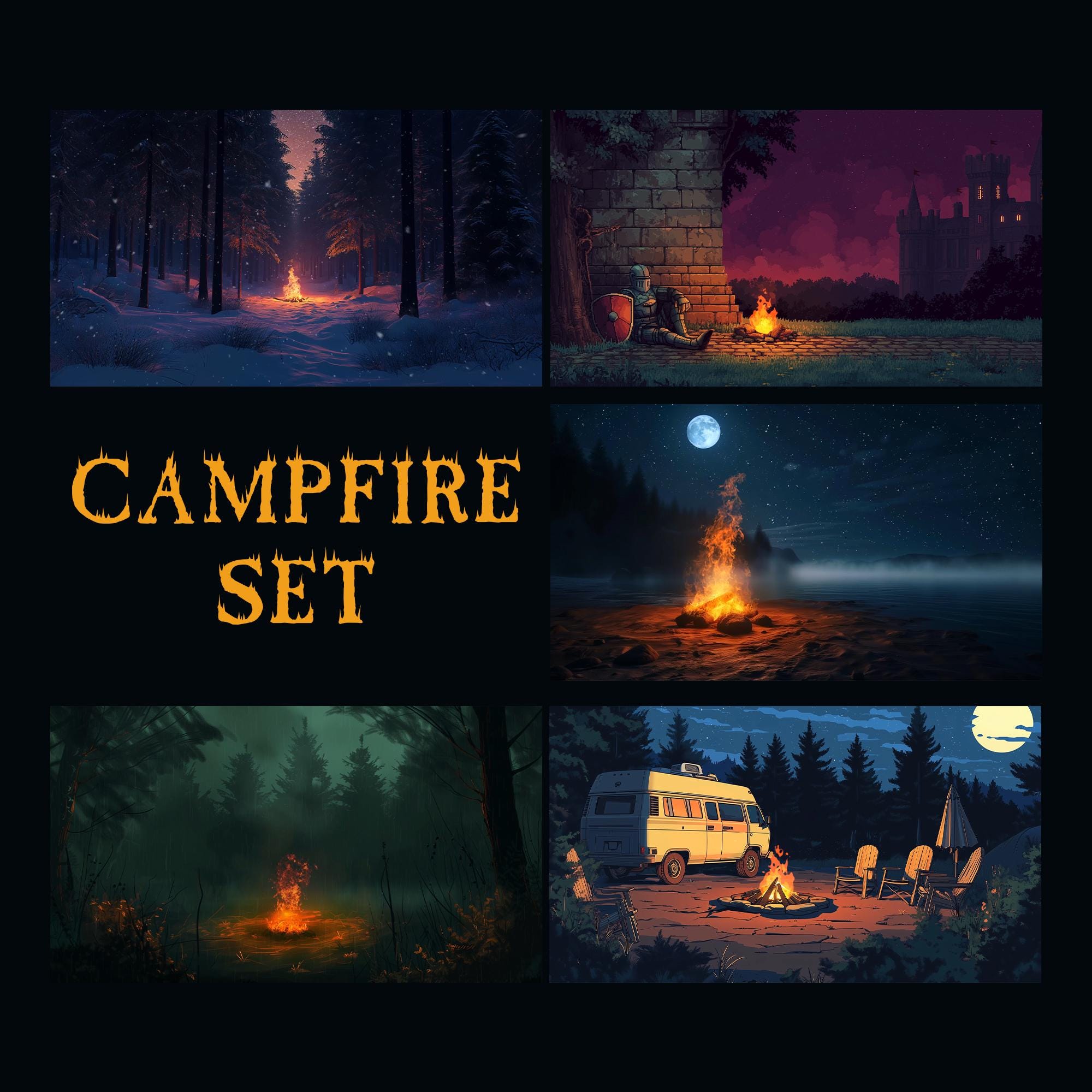 Animated Background, Cozy Campfire Set, Nature Bonfire, Fire Animation ...