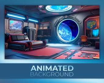 Animated Background, Space Station, Galactic Cabin, Orbit Room, Gravity Chill, Space Bedroom, Stream Twitch Background
