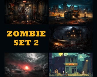 Animated Background, Zombie Bundle, Post-Apocalyptic Horror Posters, Dead Zone, Undead Awakening, Twitch Stream Zoom Vtuber Background
