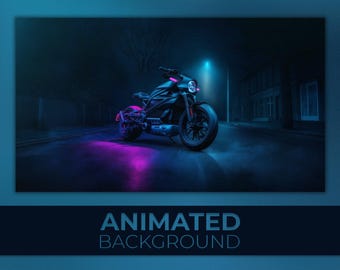 Animated Background, Cyberpunk Bike, Neon Lights, Night Rider, Cyber City, Midnight Circuit, Twitch Stream Zoom Vtuber Background