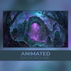 Fondo animado, Portal de la Cripta, Entrada al Necroreino, Puerta de los Muertos, Despertar de Medianoche, Necroveil, Fondo de Zoom para Vtuber en Twitch Stream