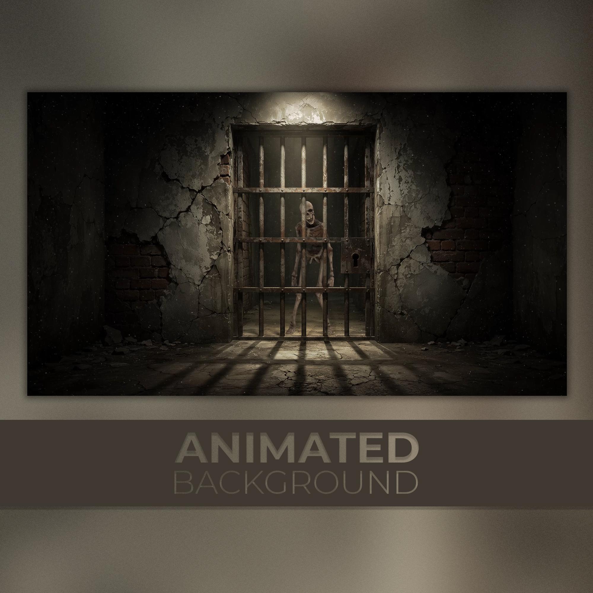 Skeleton Prison Cell Animated: Horror Jail Door, Vtuber Background ...