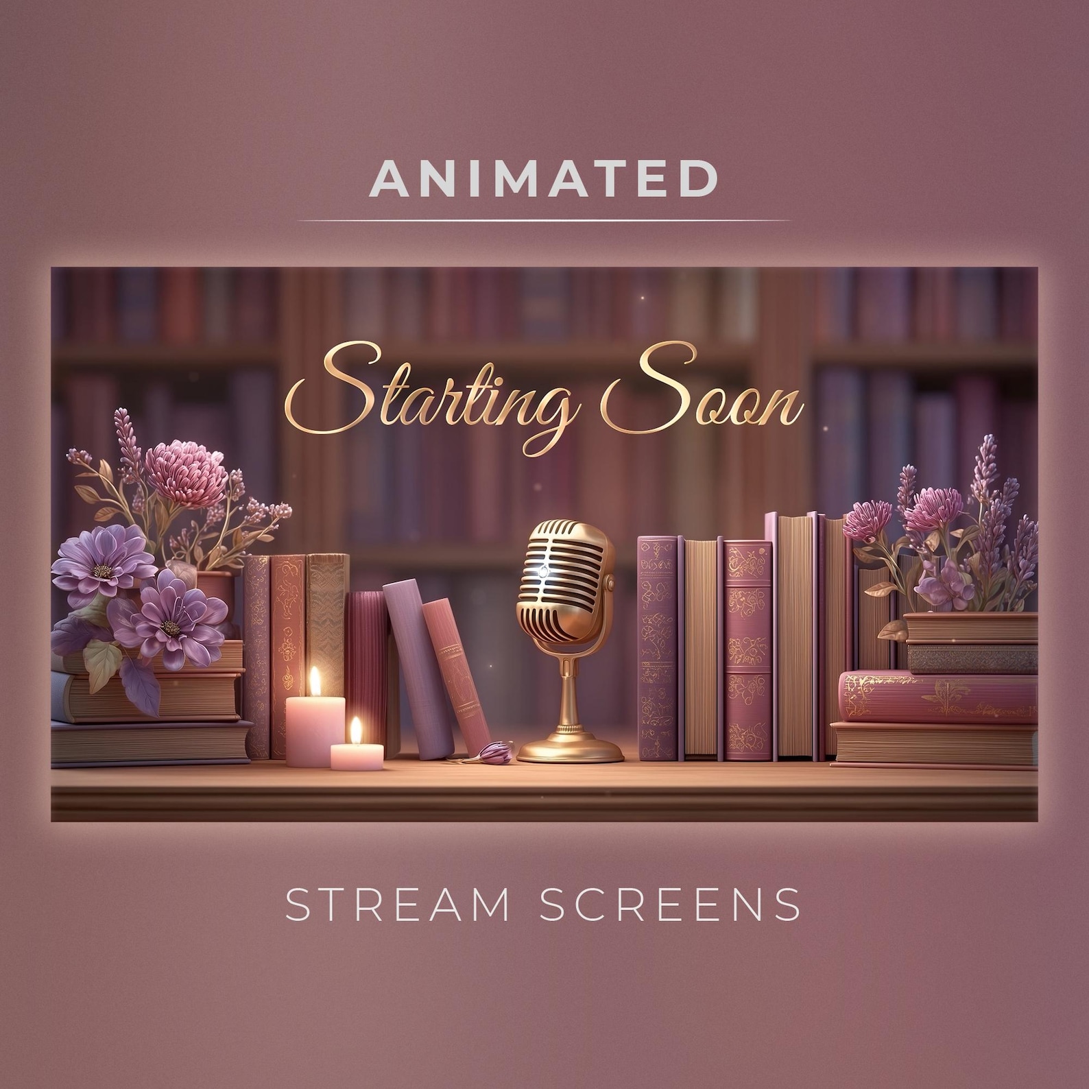 Stream Screen Animated, Retro Microphone Stream Screen, Podcast Room ...