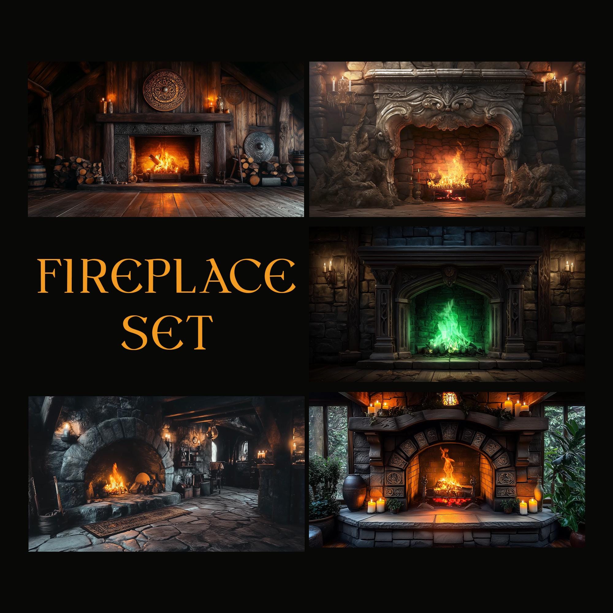 Animated Fireplace Set, Medieval Fireplace, Fantasy Fireplaces, Stone