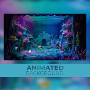 アニメーション背景、水族館の生活、魚の家、水の世界、海中、Twitch ストリーム Zoom Vtuber 背景