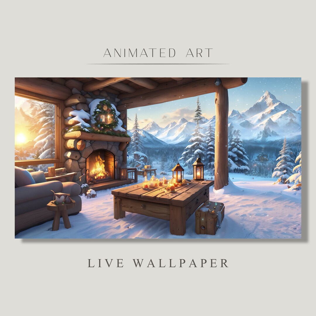 Animated Background, Mountain Cabin, Winter Christmas Live Wallpaper