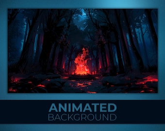 Animated Background, Dark Campfire, Bloodfire Grove, Infernal Forest, Darkwood Ritual, Twitch Stream Zoom Vtuber Background