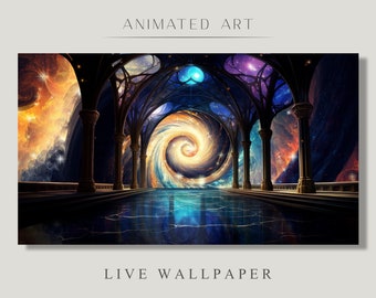 Animated Background, Mystical Room, Cosmic Portal, Fantasy Stream Overlay, Mystic Hall Scene, Purple Overlay, Power Of Magic, Twitch Stream