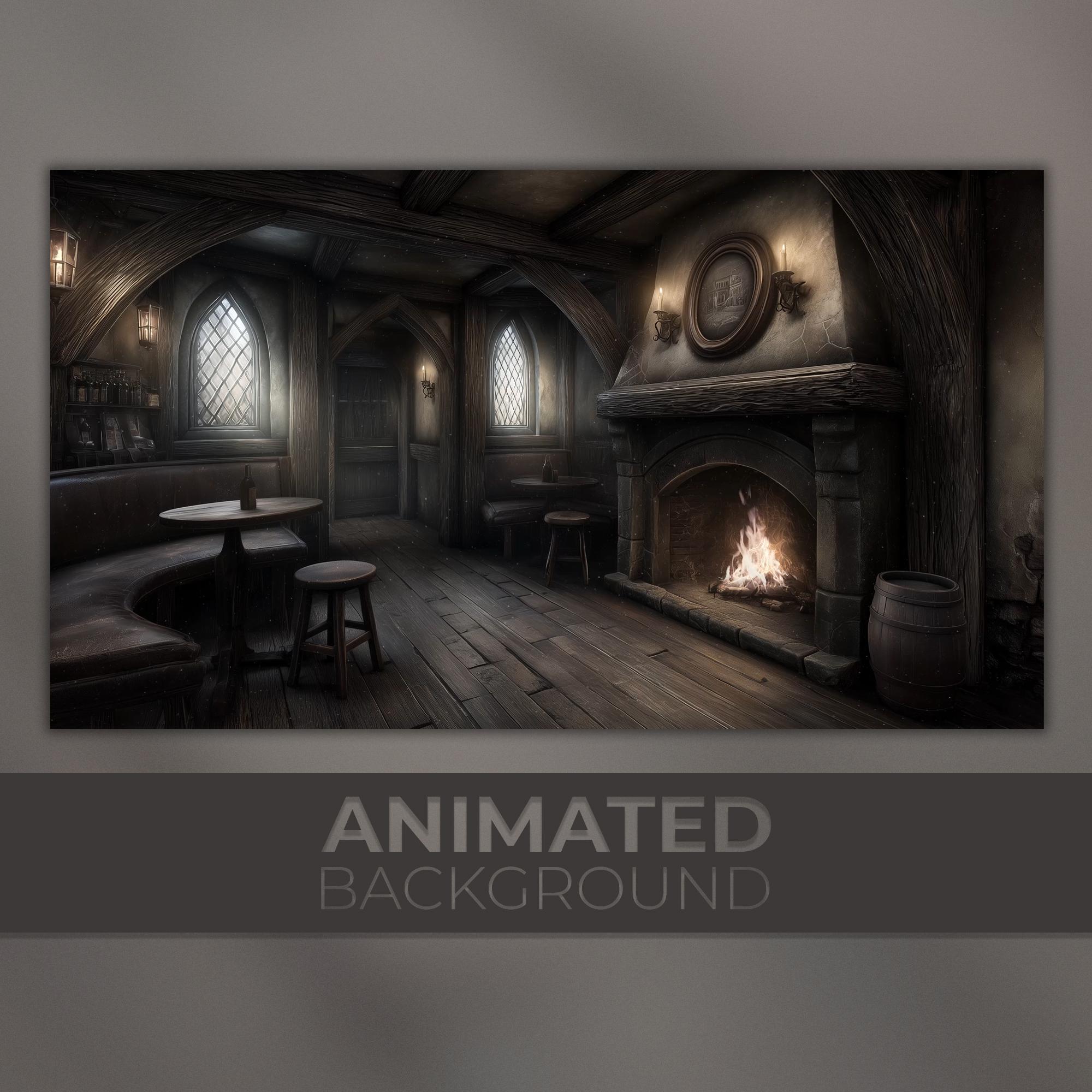 Animated Background, Old Stone Tavern, Cozy Medieval Interior ...