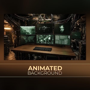 Animated Background, Hacker Bunker, Underground Command Center, Spy Room, Control Computer, Twitch Stream Zoom Vtuber Background