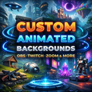 OBS、Twitch、Zoomなどに対応したカスタムアニメーション背景（デジタルダウンロード）