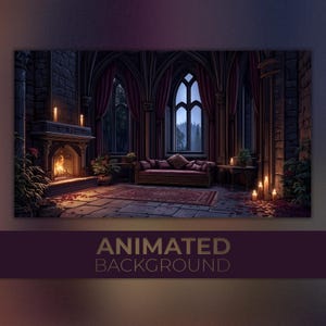 Animated Background, Gothic Chamber, Castle Room, Blood Rose Parlor, Moonlit Throne, Vampire’s Evening, Twitch Stream Zoom Vtuber Background