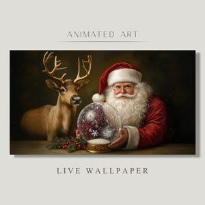 Animated Background, Portrait Of Santa, Dreamy Snow Globe, Holiday Tale, Enchanting Santa, Twitch Stream Zoom Vtuber Background