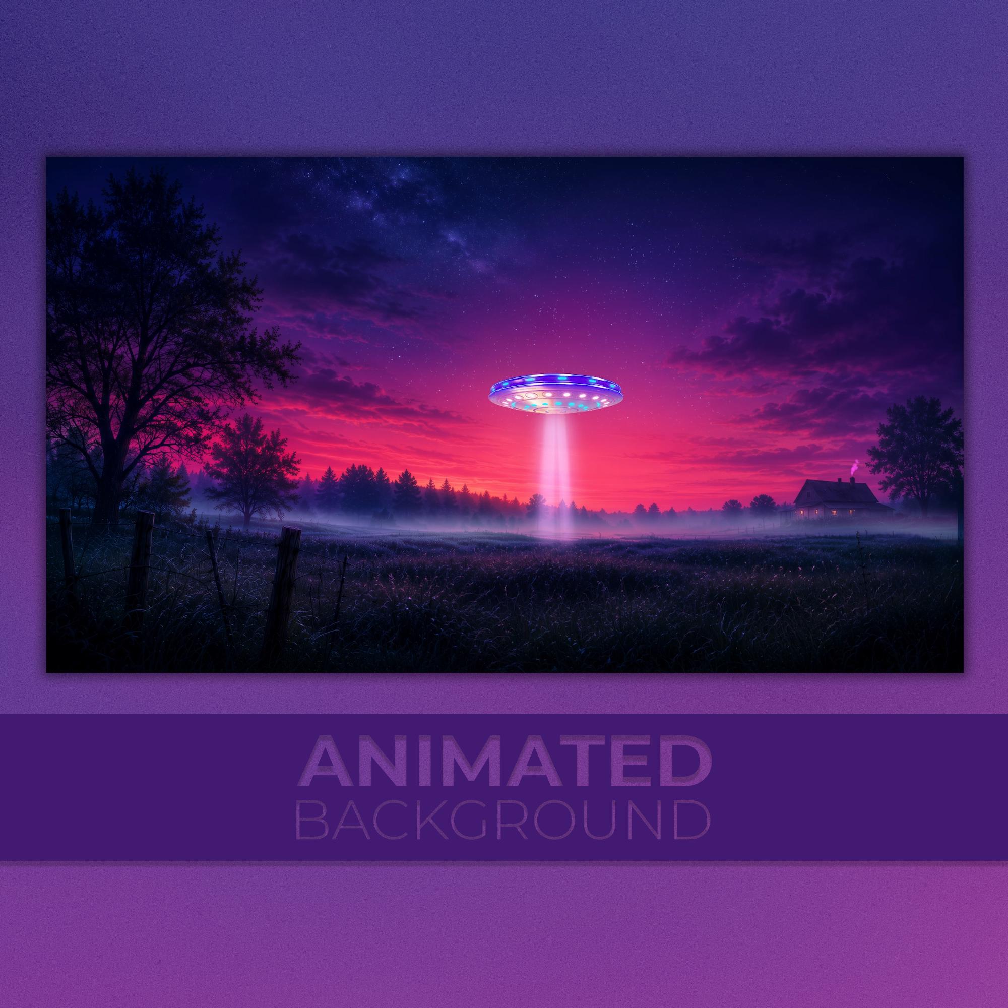UFO Farm Animated: Alien Beam Sunset, Vtuber Background, Stream ...