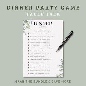 Dinner Party Table Talk Game Printable, Fun Friends Party Game, Dinner Conversation Starter, Printable Dinner Game, Dinner Party Gift Idea