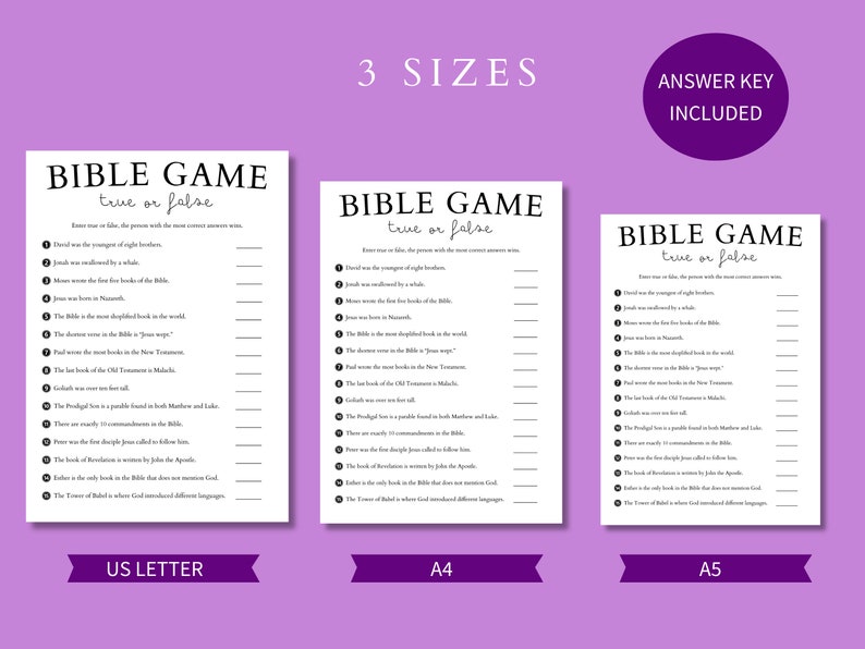 Bible Game True or False, Printable Christian Game for Family ...