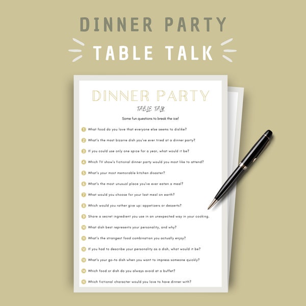 Printable Dinner Party Table Talk Game | Instant Download | Fun Conversation Starter | Family Game Night | Date Night | Unique Gift Idea