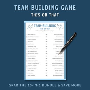 Team Building This Or That Game Printable, Office Icebreaker for Adults, Fun Work Activity Quiz, PDF Digital Party Game, Instant Download