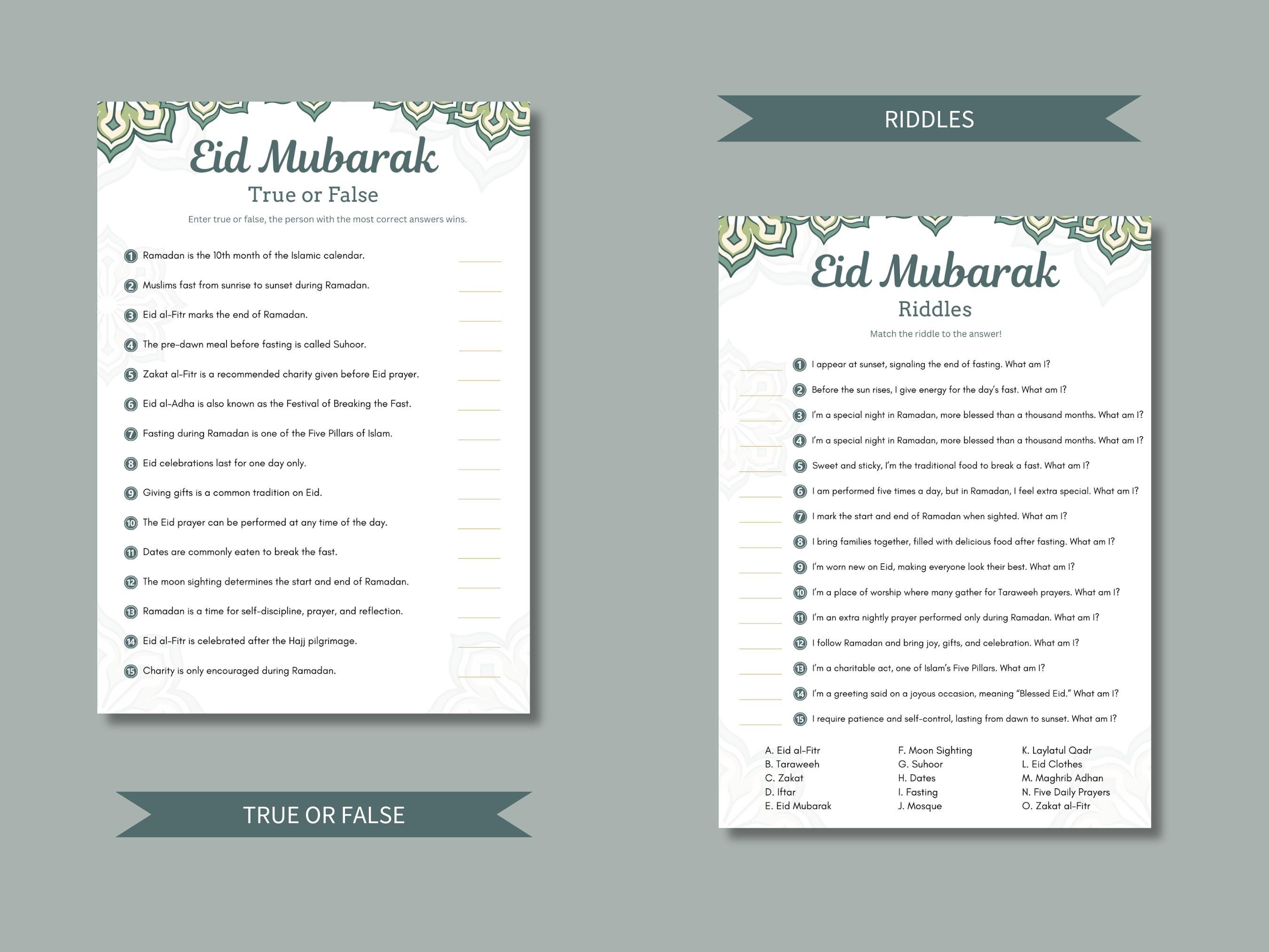 10 Eid Mubarak Ramadan Games, Printable Islamic Games for Family, Fun ...