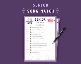 Senior Song Match Game | Instant Download | Musical Trivia for Elderly | Family Game Night Fun | Printable Gifts for Seniors