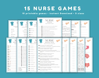 Utskrivbart sjuksköterskespelpaket: 15 frågesporter och quizspel för sjuksköterskeparty (PDF-nedladdning)