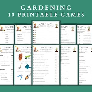 Gardening Games Bundle: 10 Printable Activities, Fun Quiz (Instant Download PDF)