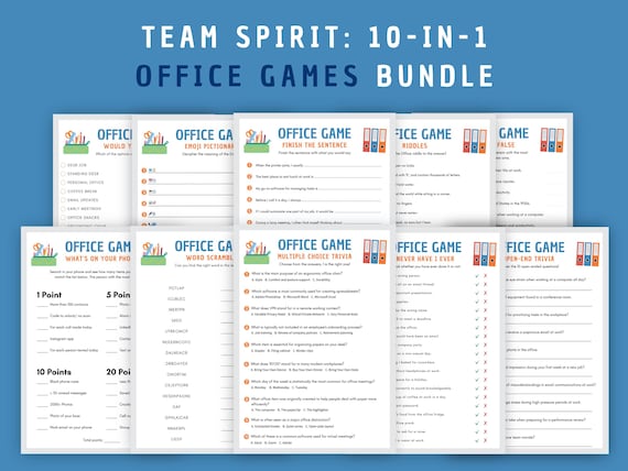 Office Team Building Games Bundle: 10 Printable Work Trivia (PDF)