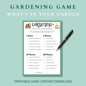 Gartenarbeit Was ist in Ihrem Garten Spiel | Gartenspiel für Kinder & Erwachsene | Landwirtschaft, Quiz Spiele | Bauernhofspiele | Druckbares Geschenk