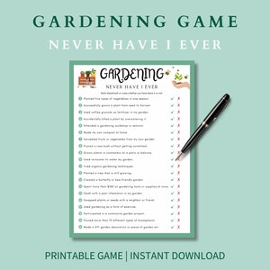 Gartenarbeit Nie habe ich je Spiel | Gartenspiel für Kinder & Erwachsene | Landwirtschaft, Quiz Spiele | Bauernhofspiele | Dekorative druckbare Geschenke