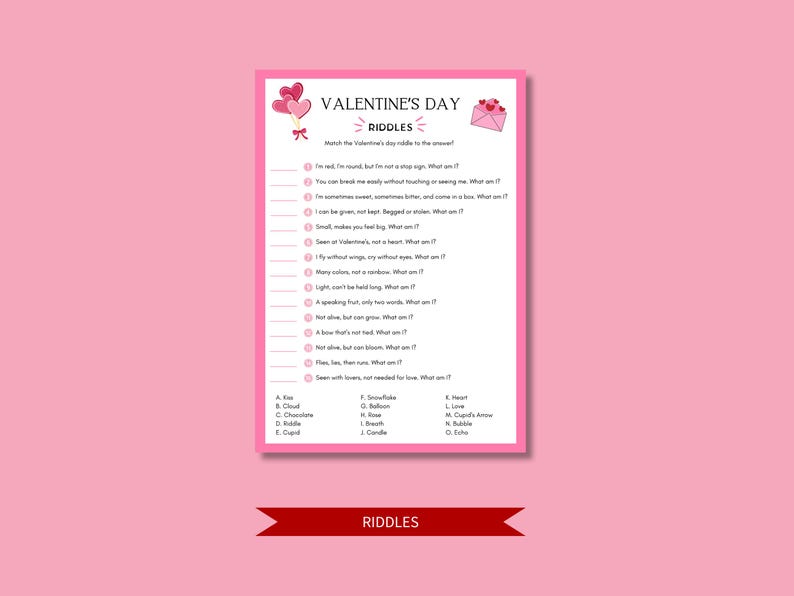 Valentine's Day Games Bundle: Romantic Trivia, Riddles (PDF Download ...