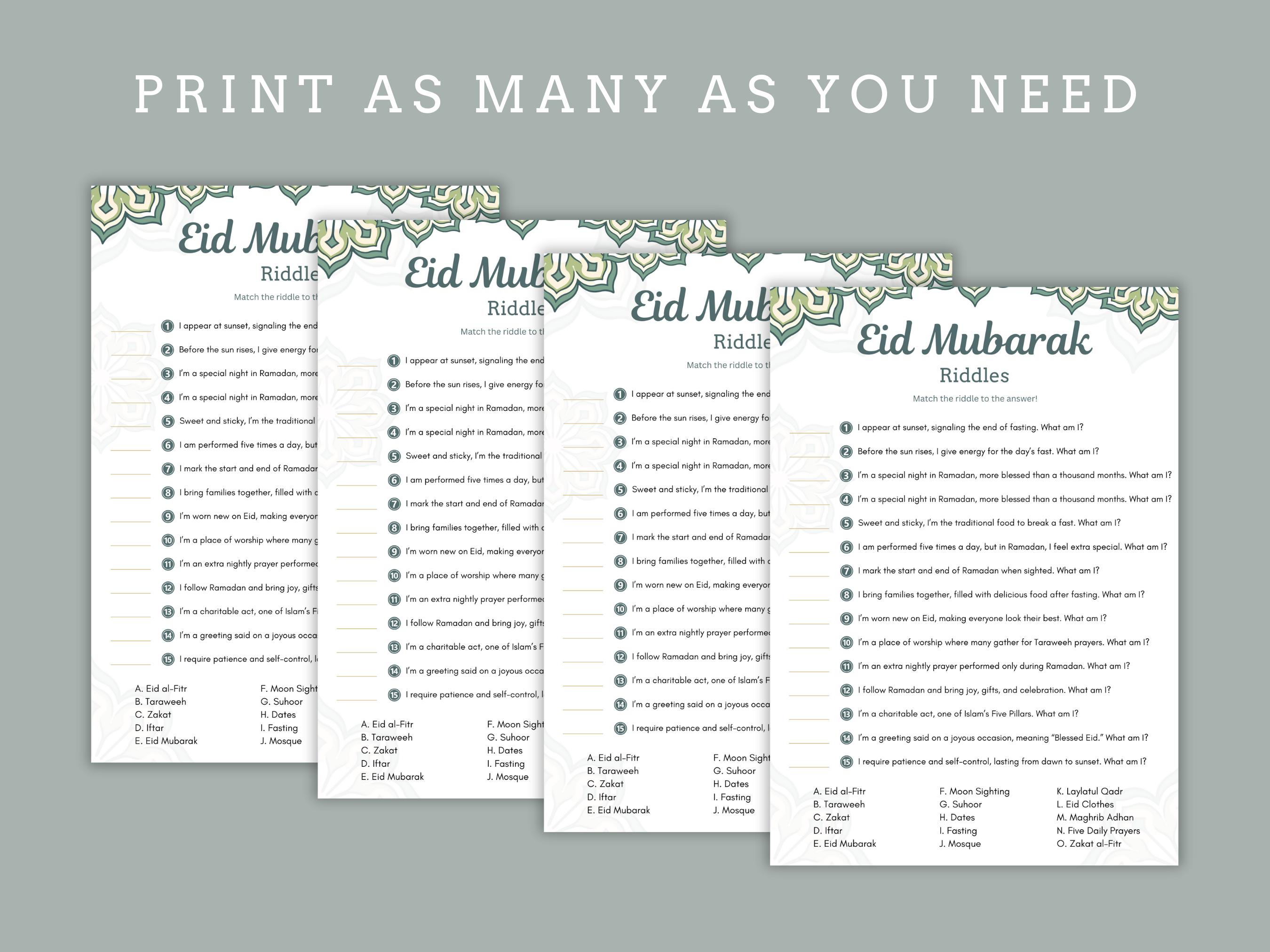 10 Eid Mubarak Ramadan Games, Printable Islamic Games for Family, Fun ...