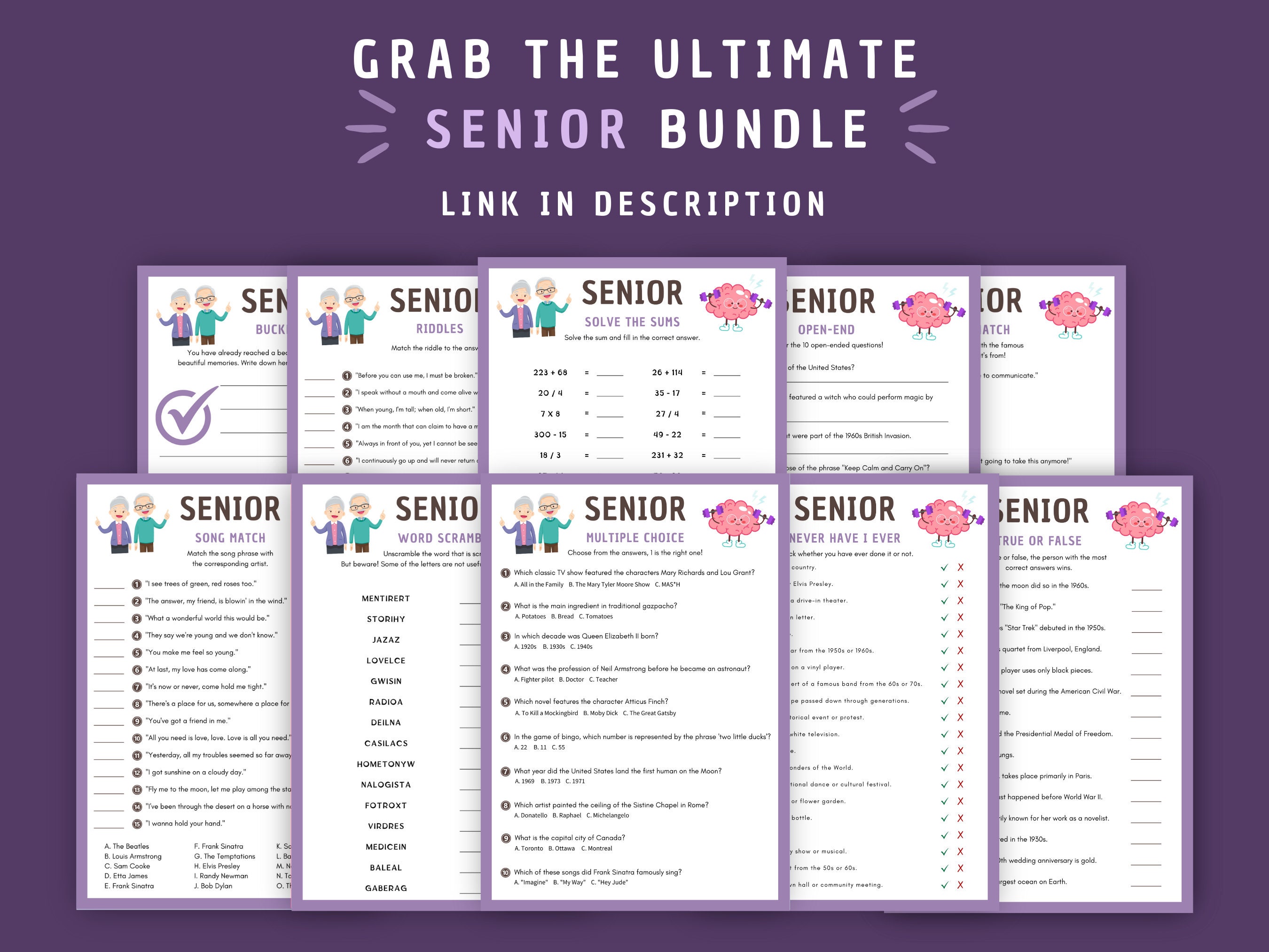Senior True or False Game: Printable Trivia (instant Download) - Etsy