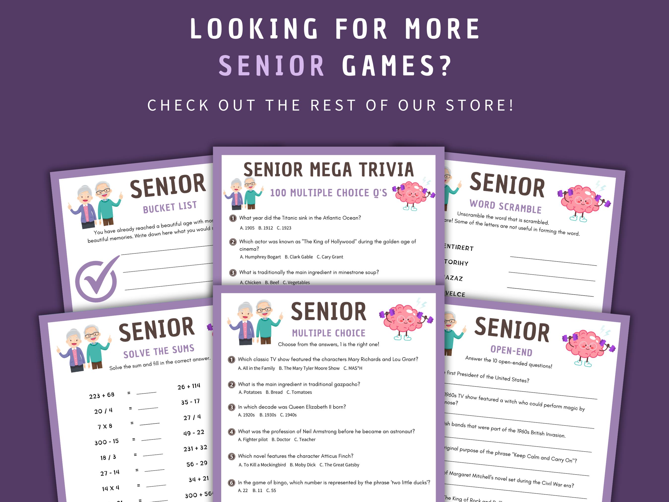 Matches Riddles On Paper Printable Senior Games Bundle, Trivia, Song Match, Riddles (digital ...