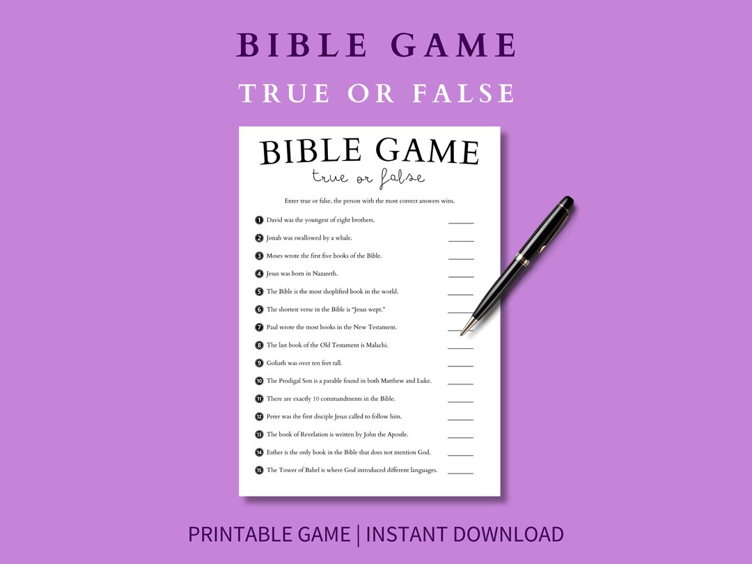 Bible Game True or False, Printable Christian Game for Family ...