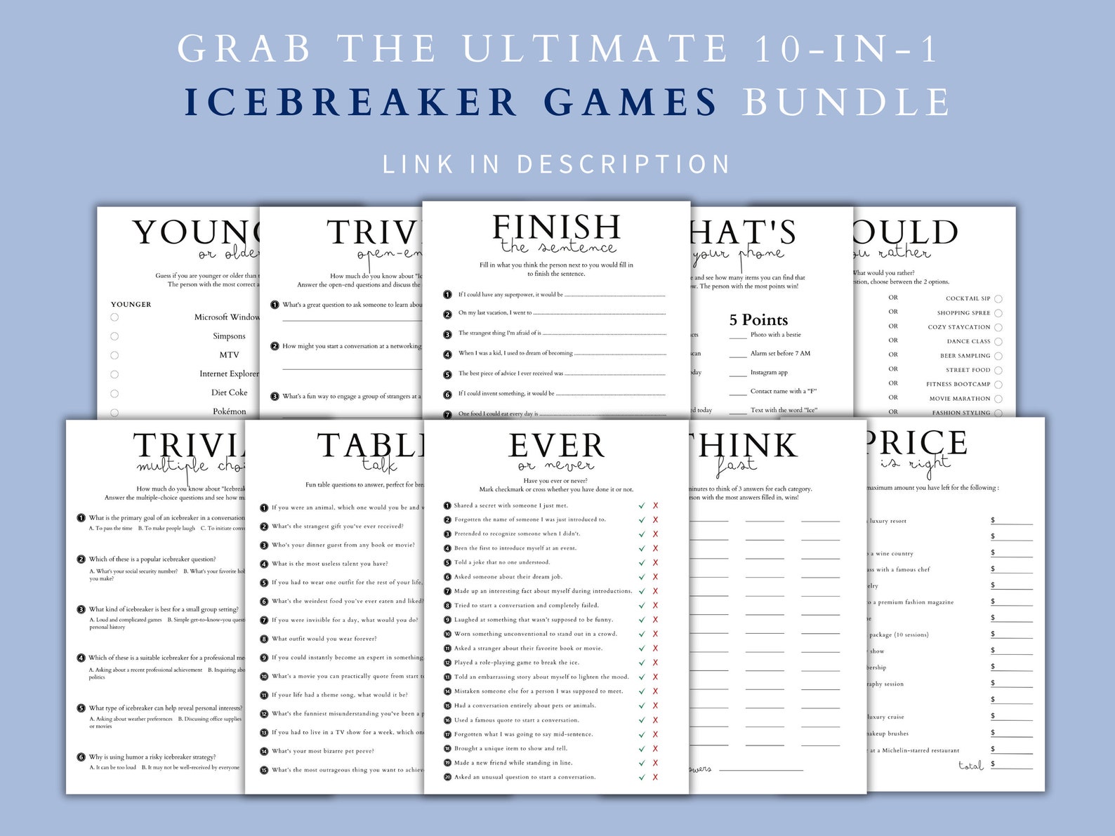Think Fast Game Printable Icebreaker Quick Response Trivia Family Think Fast Game Printable Icebreaker Quick Response Trivia Family