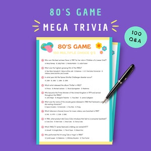 80s Mega Trivia Game: Family Fun, Retro Party (Instant Download)