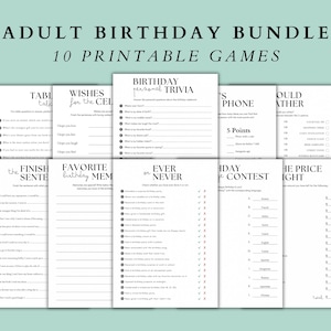 Adult Birthday Games Bundle: 10 Printable Party Games (Digital Download)