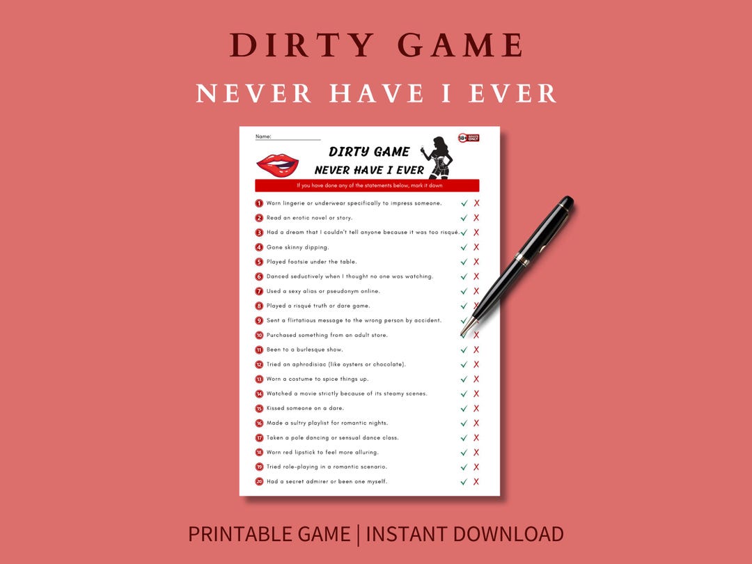 Printable Dirty Never Have I Ever Game Date Night Trivia Erotic-themed