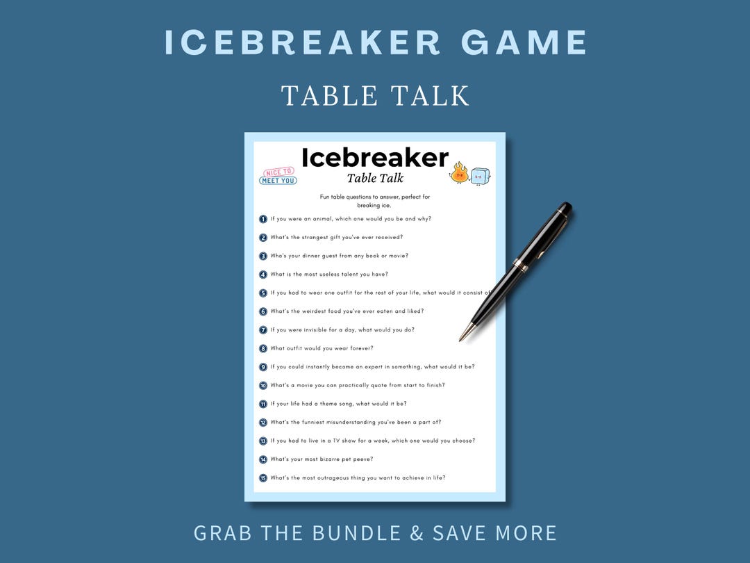 Icebreaker Table Talk Game Printable Fun Icebreaker Conversation Icebreaker Table Talk Game Printable Fun Icebreaker Conversation