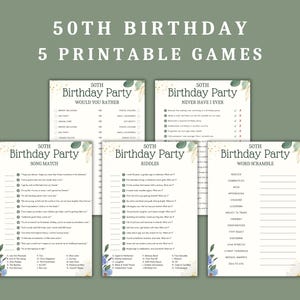 50th Birthday Party Games: Printable Adult Games Bundle (Digital Download)