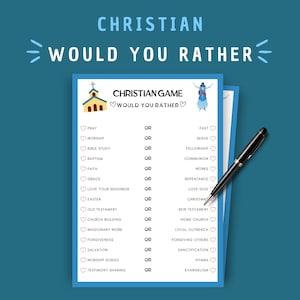 Would You Rather, Printable Christian Game Digital Download Interactive ...