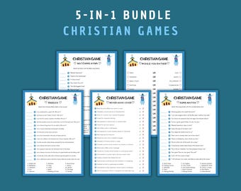 Printable Christian Games Bundle: Bible Trivia, Bingo, Charades (Digital Download)