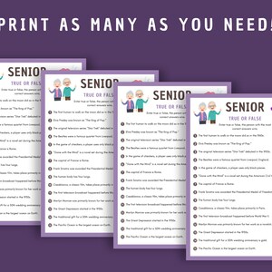 Senior True or False Game: Printable Trivia (instant Download) - Etsy