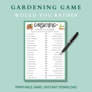 Gartenarbeit würdest du lieber Spiel | Gartenspiel für Kinder & Erwachsene | Landwirtschaft, Quiz Spiele | Bauernhofspiele | Dekorative druckbare Geschenke