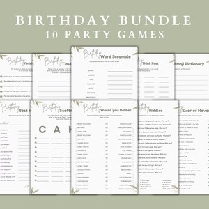 Birthday Party Games Bundle: 10 Fun Printable Activities (Digital Download)